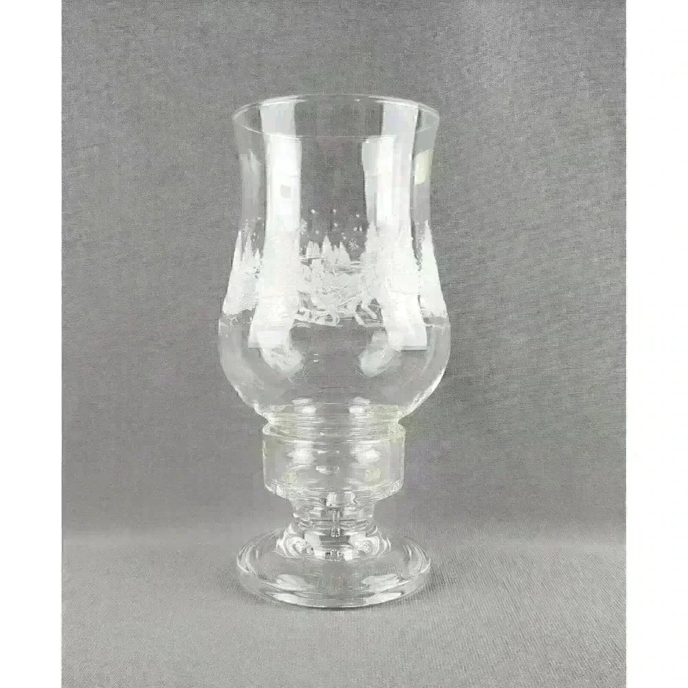 Luminarc Crystal Vintage Christmas Holiday Winter Scene Candle Hurricane Lamp - Picture 2 of 7